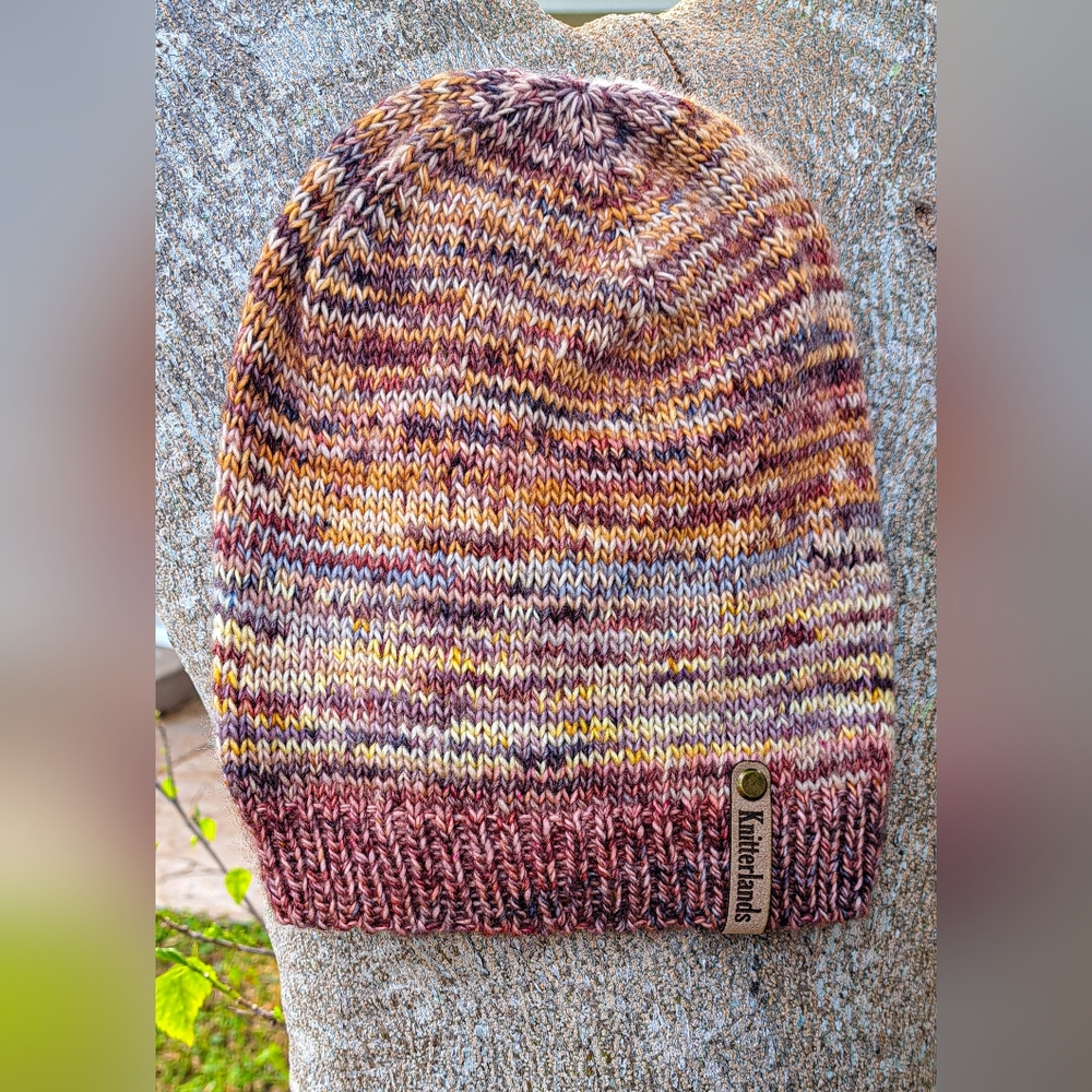 Hand Knit Beanie Hat Stocking Cap Soft Premium 100% Merino Wool Multicolor Brown